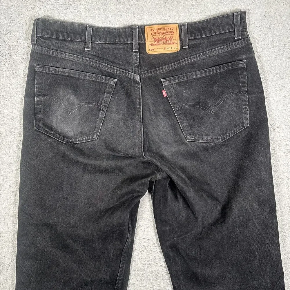 Vintage 90s Levi’s 550 Relaxed Fit Jeans Black Mens Size 42x30 Fits 40x25 Grunge